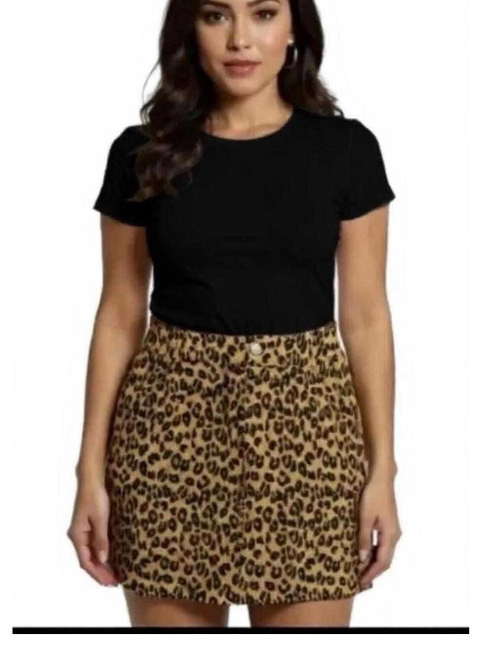 Lelis Animal Print Cheetah Leapord Ribbed Mini Skirt Large 4 Pockets Courdoroy